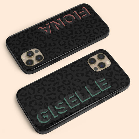 3D Custom Name Dark Leopard iPhone Case